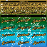 Custom Old Gold Green Lakes Blue-Black Fishing Bass Fish Long Sleeve Performance T-Shirt