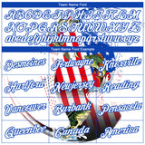 Custom White Fire Red-Thunder Blue Fishing Bass Fish American Flag Long Sleeve Performance T-Shirt
