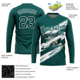 Custom Midnight Green-White Fishing Bass Fish Long Sleeve Performance T-Shirt