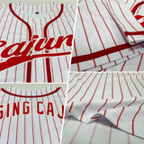 Custom White Red Pinstripe Red Authentic Baseball Jersey