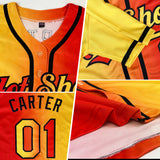 Custom Red Yellow-Black Authentic Gradient Fashion Baseball Jersey