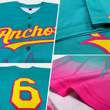 Custom Aqua Yellow-Pink 3D San Diego City Edition Fade Fasion Authentic Baseball Jersey