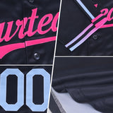 Custom Black Light Blue-Pink Gradient Stripe Ombre Line Authentic Baseball Jersey
