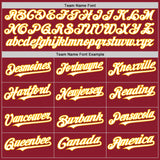 Custom Maroon White-Gold Mesh Authentic Throwback Baseball Jersey