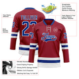 Custom Maroon Royal-White Hockey Lace Neck Jersey