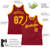 Custom Maroon Gold Authentic Throwback Basketball Jersey
