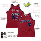 Custom Maroon Navy-Gray Authentic Throwback Basketball Jersey