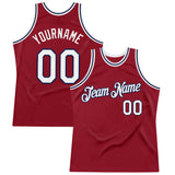Custom Maroon White-Navy Authentic Throwback Basketball Jersey