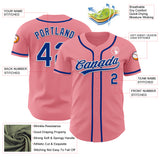 Custom Medium Pink Royal-White Authentic Baseball Jersey