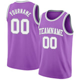Custom Medium Purple White-Gray Authentic Basketball Jersey