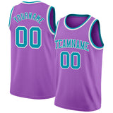 Custom Medium Purple Teal-White Authentic Basketball Jersey