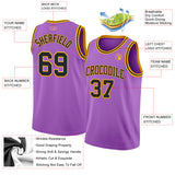 Custom Medium Purple Black-Gold Authentic Basketball Jersey