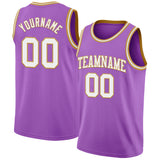 Custom Medium Purple White-Old Gold Authentic Basketball Jersey