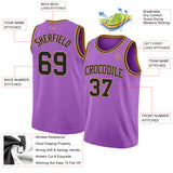 Custom Medium Purple Black-Old Gold Authentic Basketball Jersey