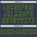 Custom Navy Neon Green Mesh Authentic Throwback Football Jersey