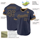 Custom Navy Old Gold Authentic Throwback Baseball Jersey