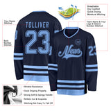 Custom Navy Light Blue Hockey Jersey