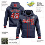Custom Stitched Navy Red-White Baseball Pullover Sweatshirt Hoodie