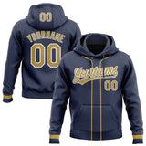 Custom Stitched Navy Old Gold-White Baseball Pullover Sweatshirt Hoodie