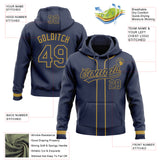 Custom Stitched Navy Old Gold Baseball Pullover Sweatshirt Hoodie