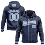 Custom Stitched Navy Light Blue-White Baseball Pullover Sweatshirt Hoodie
