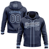 Custom Stitched Navy White-Light Blue Baseball Pullover Sweatshirt Hoodie