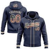Custom Stitched Navy Vintage USA Flag-Cream Baseball Pullover Sweatshirt Hoodie