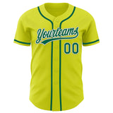 Custom Neon Yellow Kelly Green-White Authentic Baseball Jersey