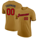 Custom Old Gold Red-Navy Performance T-Shirt