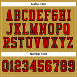 Custom Old Gold Red-Black Mesh Authentic Football Jersey