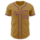 Custom Old Gold Purple-Gold Authentic Baseball Jersey