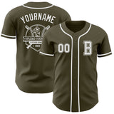 Custom Olive White Authentic Salute To Service Baseball Jersey