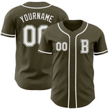 Custom Olive White Authentic Salute To Service Baseball Jersey