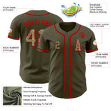 Custom Olive Camo-Red Authentic Salute To Service Baseball Jersey