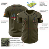 Custom Olive Vintage USA Flag-Black Authentic Salute To Service Baseball Jersey