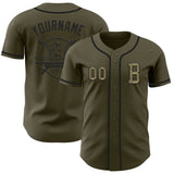 Custom Olive Camo-Black Authentic Salute To Service Baseball Jersey