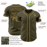 Custom Olive Black-Old Gold Authentic Salute To Service Baseball Jersey