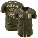 Custom Olive Cream Authentic Salute To Service Baseball Jersey