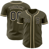 Custom Olive Black-Cream Authentic Salute To Service Baseball Jersey