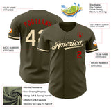 Custom Olive Cream-Red Authentic Salute To Service Baseball Jersey