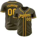 Custom Olive Gold Authentic Salute To Service Baseball Jersey