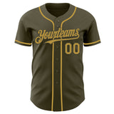 Custom Olive Old Gold Authentic Salute To Service Baseball Jersey