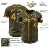 Custom Olive Old Gold Authentic Salute To Service Baseball Jersey