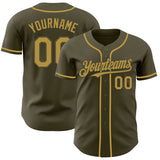 Custom Olive Old Gold Authentic Salute To Service Baseball Jersey