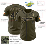 Custom Olive Black-Vegas Gold Authentic Salute To Service Baseball Jersey
