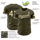 Custom Olive Cream-Black Authentic Salute To Service Baseball Jersey