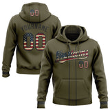Custom Stitched Olive Vintage USA Flag-Black Baseball Pullover Sweatshirt Hoodie