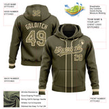 Custom Stitched Olive Camo-Cream Baseball Pullover Sweatshirt Hoodie