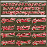 Custom Olive Red-White Authentic Baseball Jersey