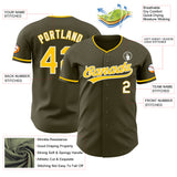 Custom Olive Yellow-White Authentic Baseball Jersey